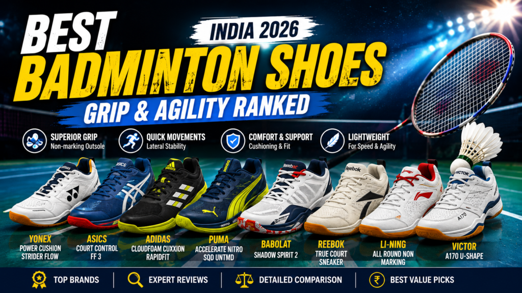 Best badminton shoes India 2026 for grip, agility, comfort and stability
