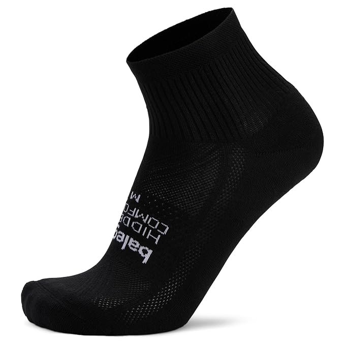 Balega Hidden Comfort Quarter running socks with plush cushioning, seamless toe, and moisture-wicking fabric for blister-free running.
