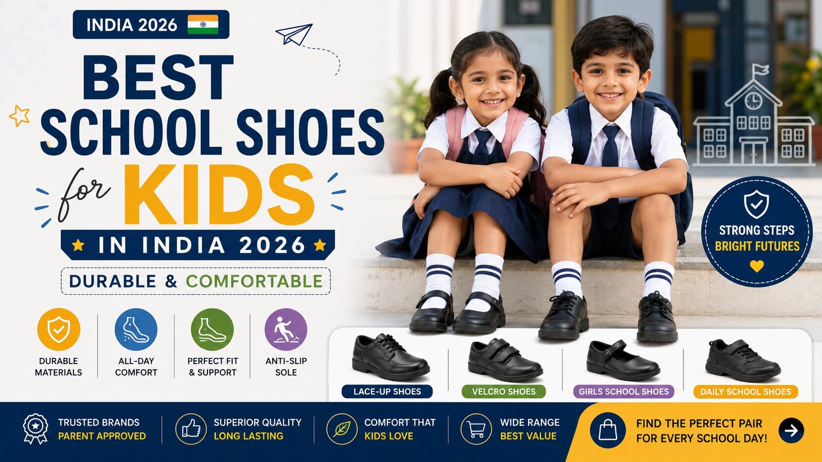 Best School Shoes for Kids in India 2026 – Durable & Comfortable