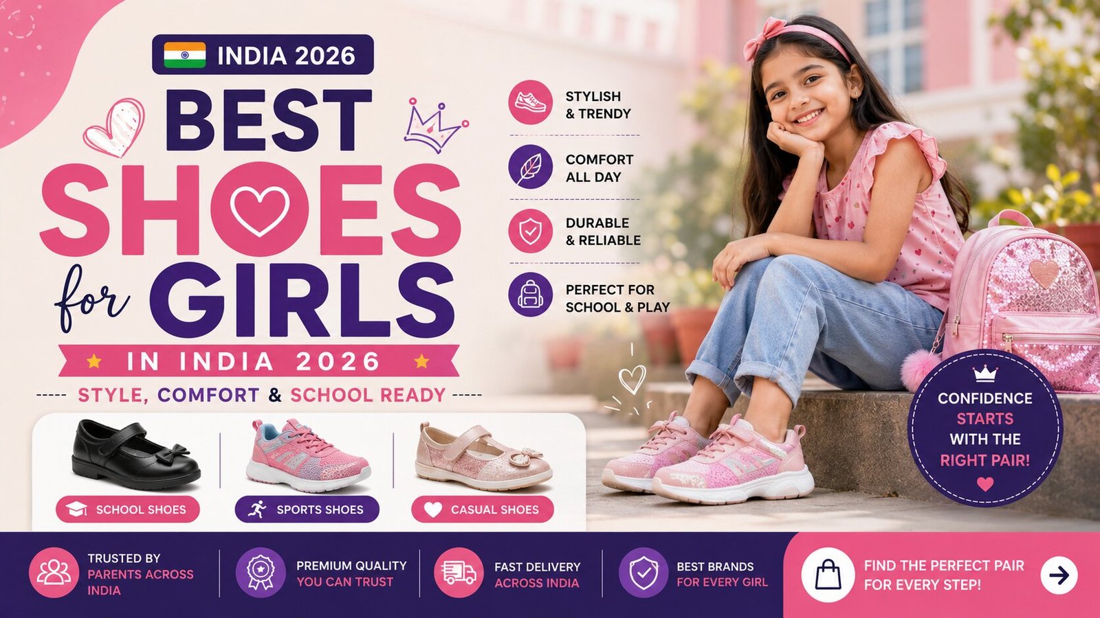 Best Shoes for Girls in India 2026 – Style, Comfort & School Ready