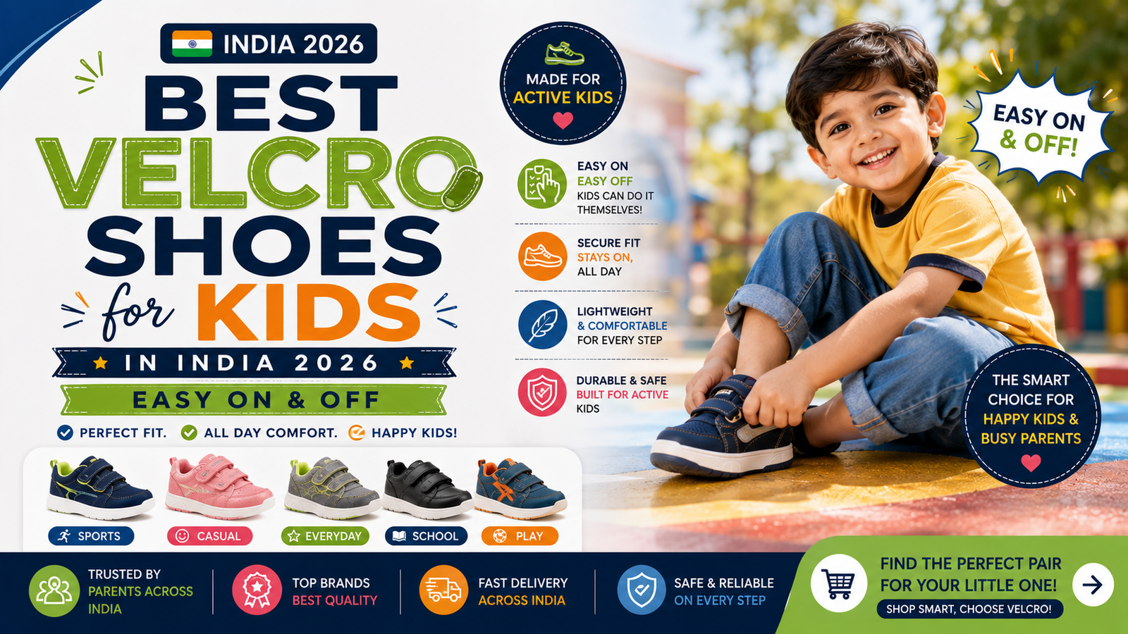 Best Velcro Shoes for Kids in India 2026 – Easy On & Off