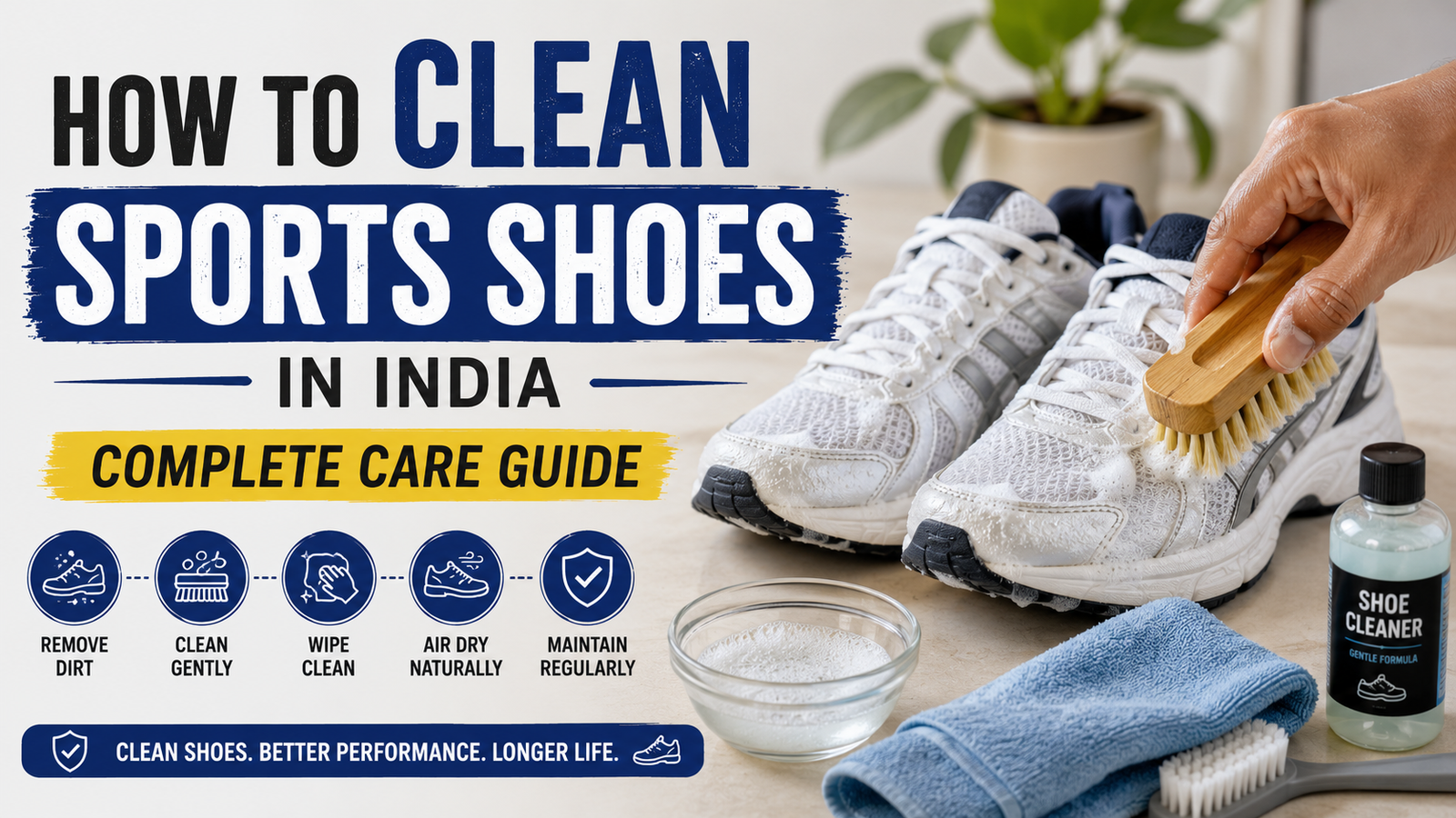 How to clean sports shoes India with a brush, cleaner and proper drying methods