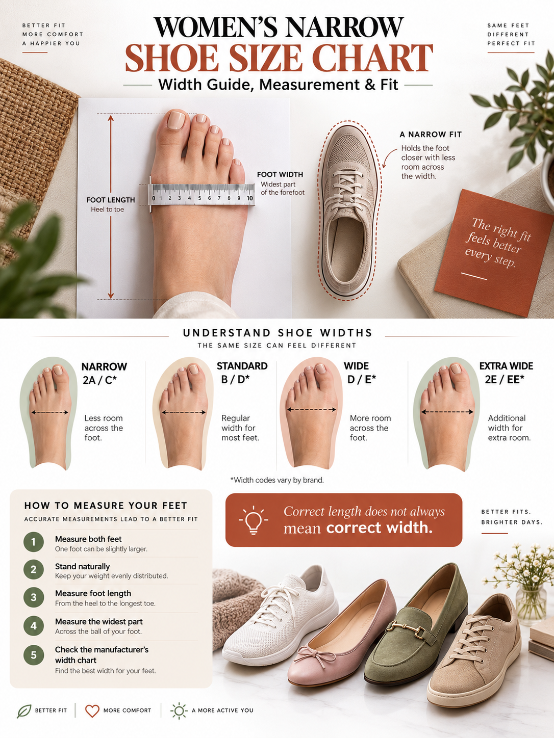 Women's Narrow Shoe Size Chart