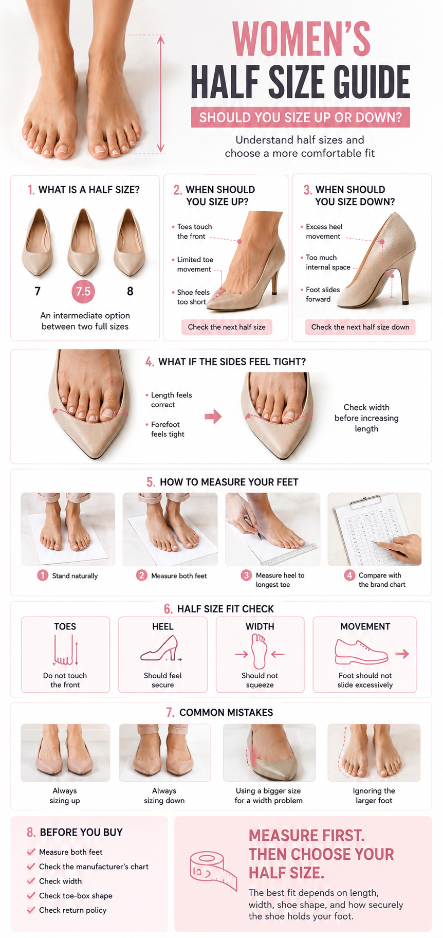 Women's Half Size Guide: Should You Size Up or Down?