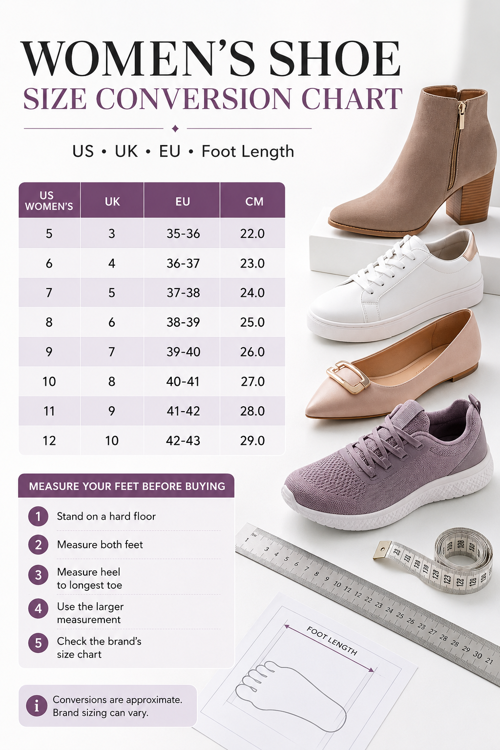 Women's Shoe Size Conversion Chart