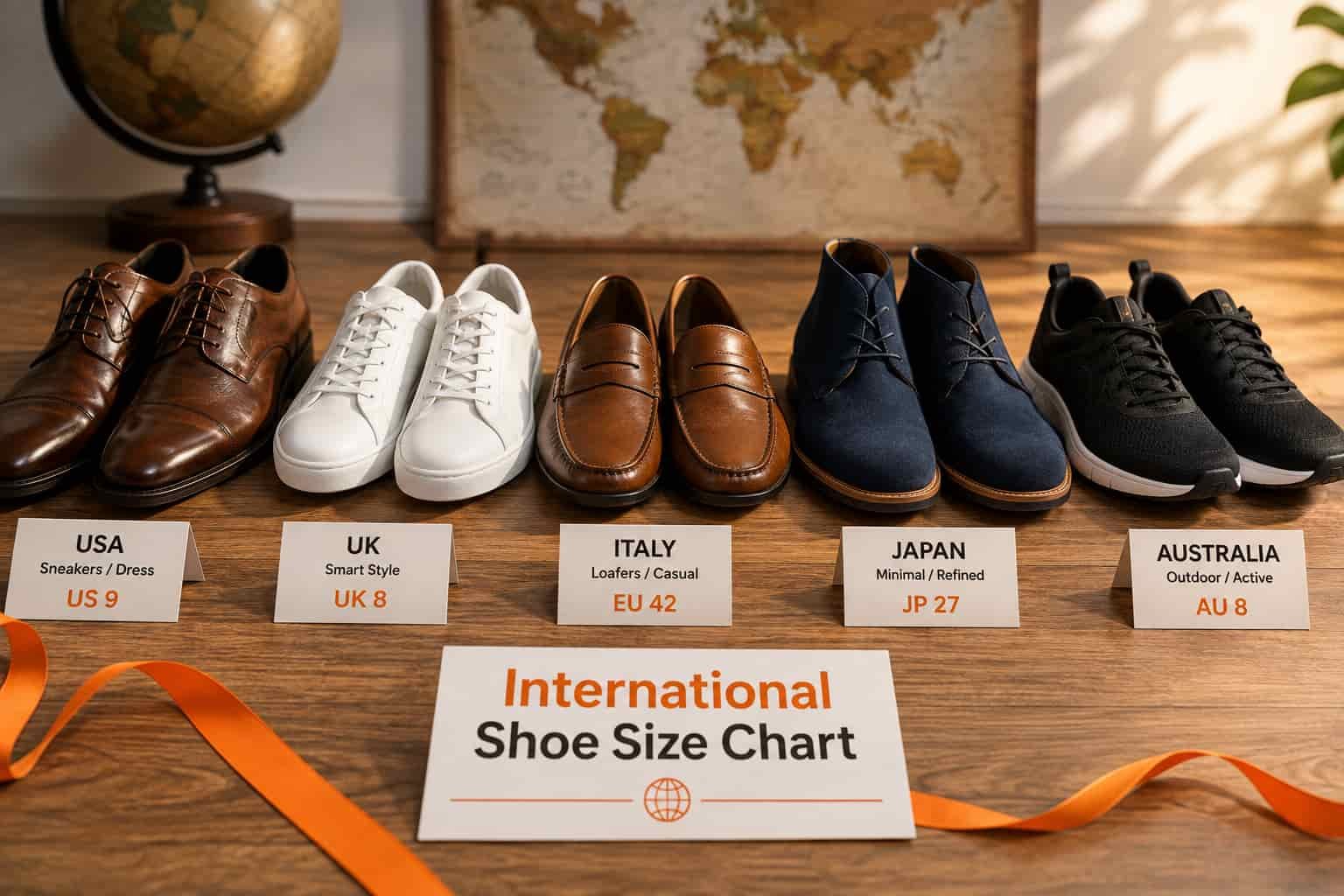Man measuring foot length at home for an accurate international shoe size