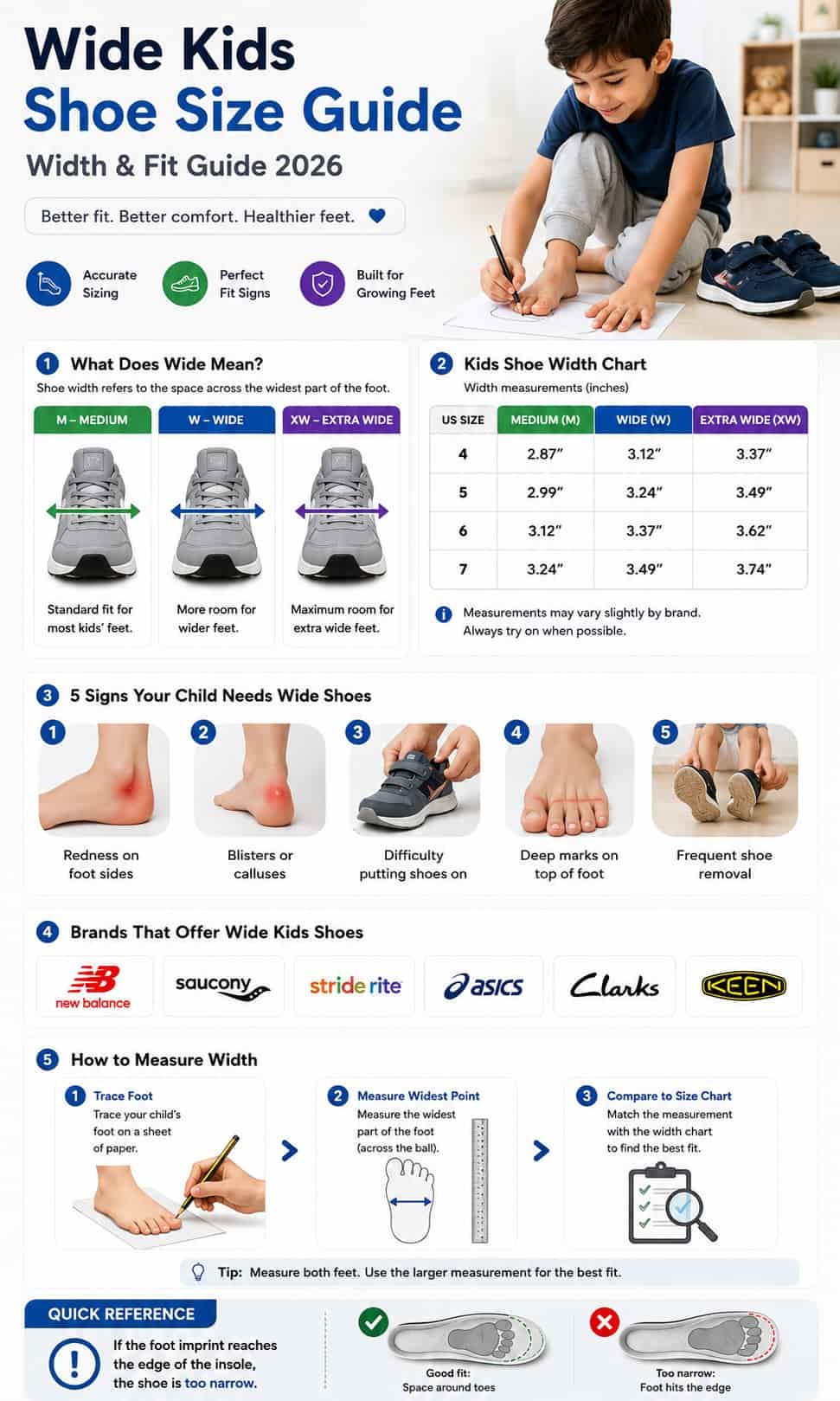Wide kids shoe sizing and fit guide for growing feet