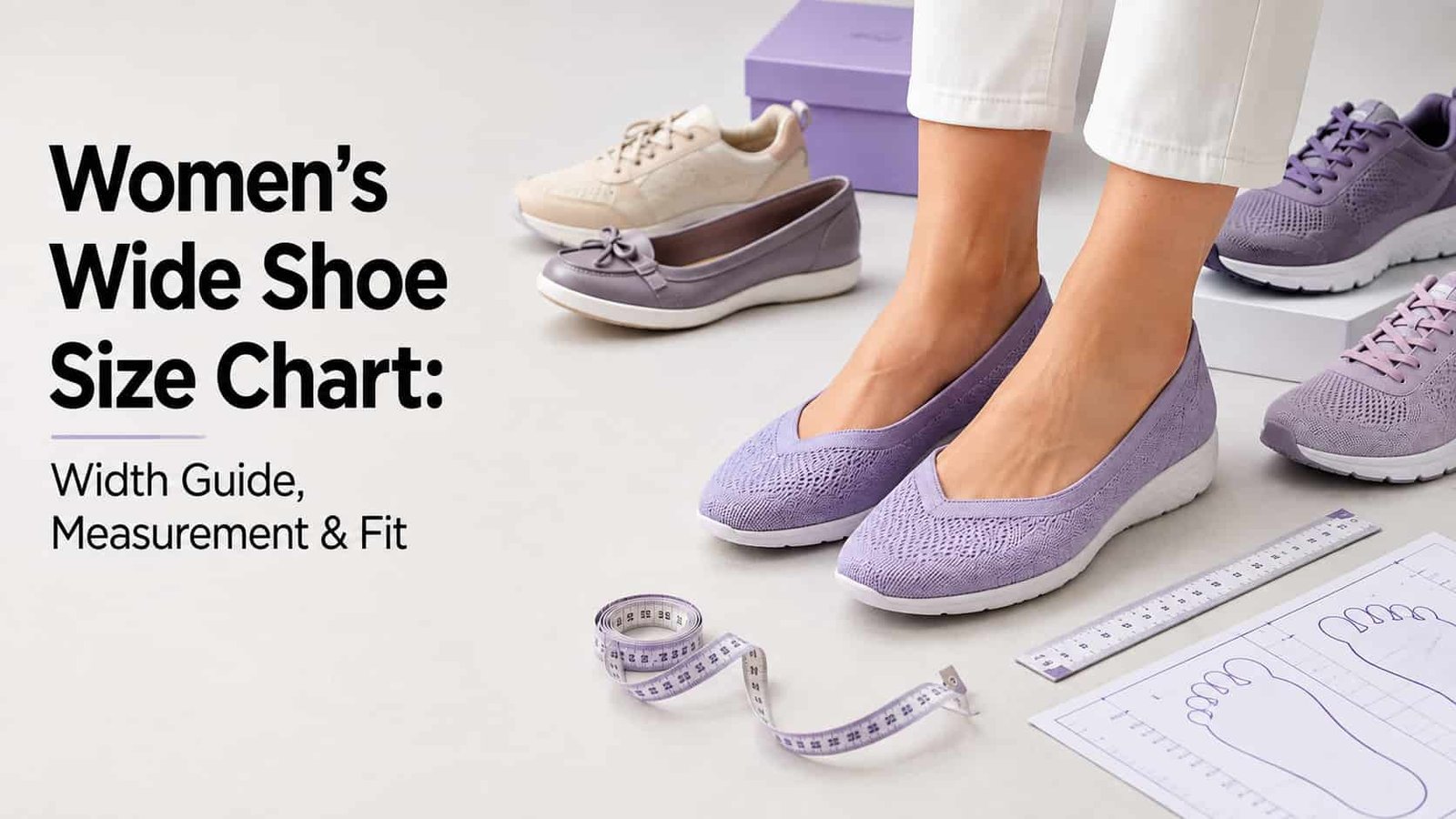 Women’s Wide Shoe Size Chart showing width measurements and fit guide
