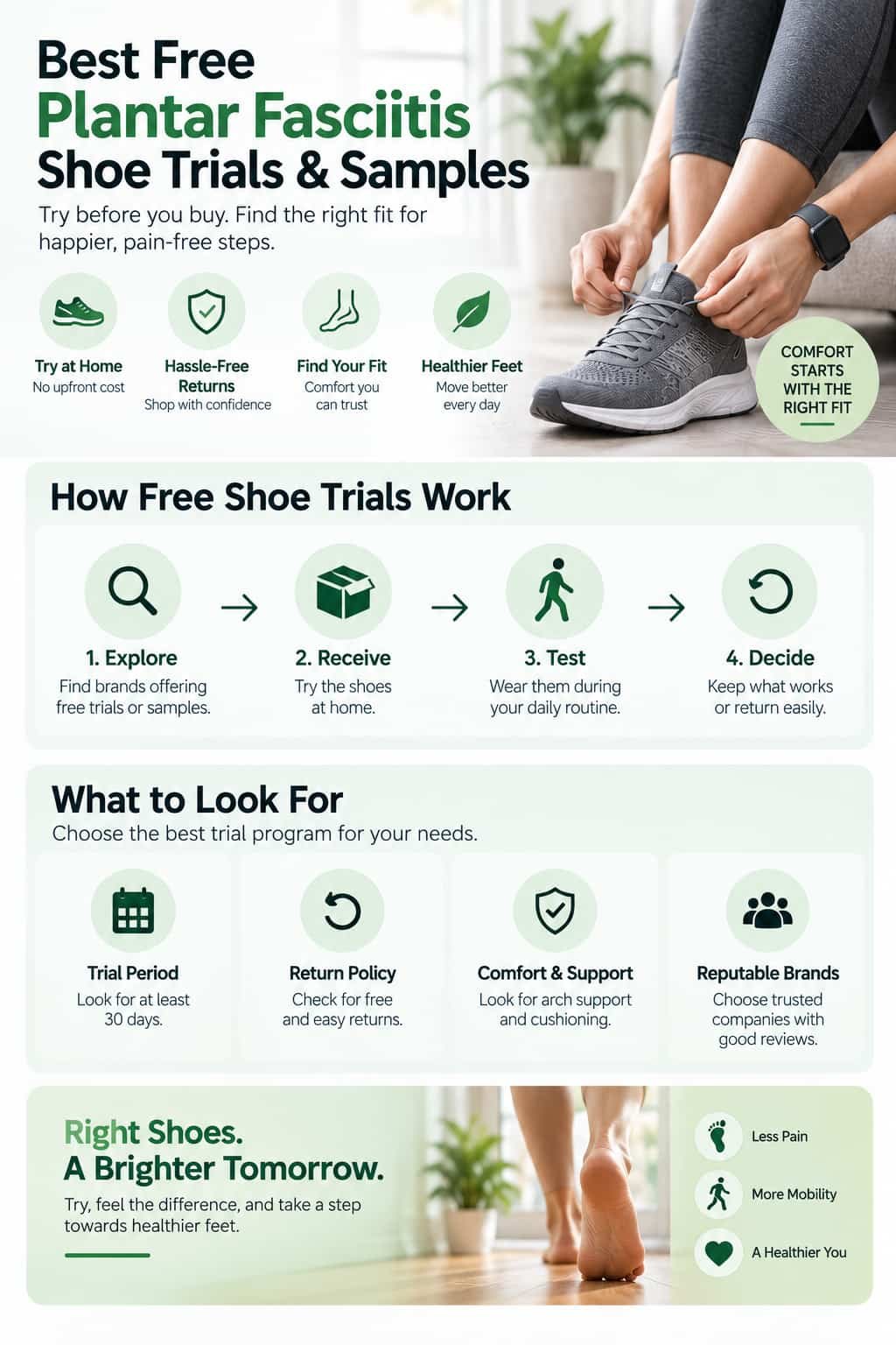 Reviews of Free plantar fasciitis shoe trial guide with men's and women's supportive walking shoes