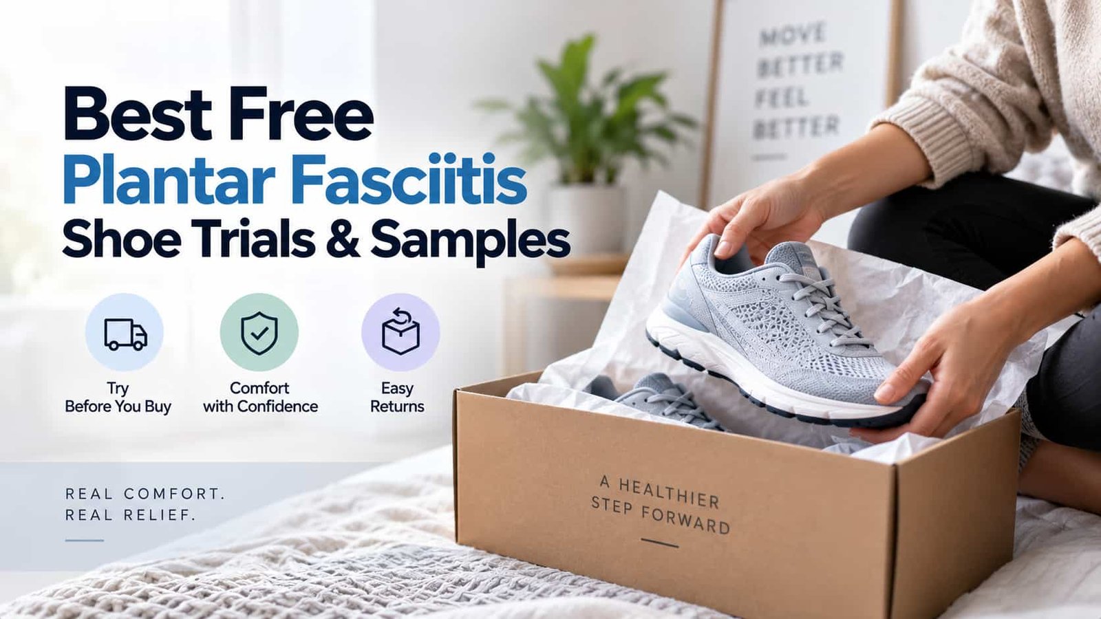 Free plantar fasciitis shoe trial guide with men's and women's supportive walking shoes