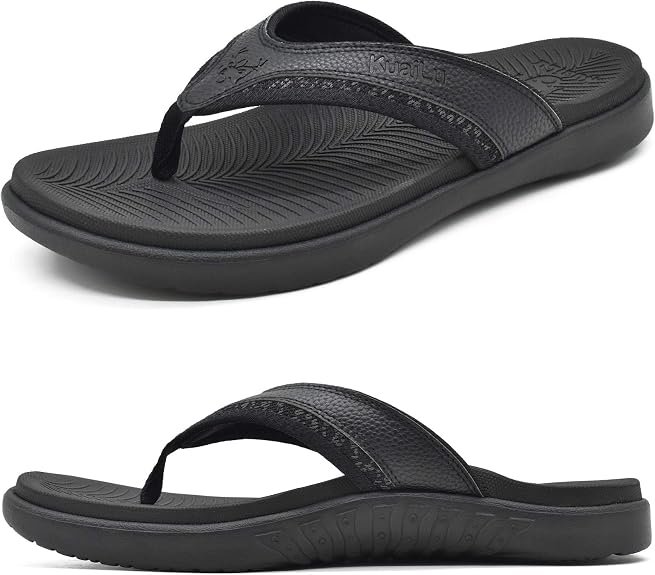 KuaiLu men's sport orthotic flip flops with arch support