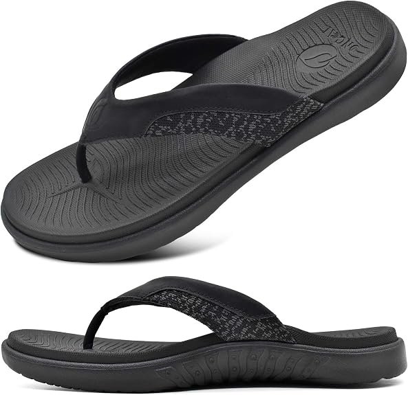 ONCAI men's orthotic flip flops with wide strap and deep heel cup