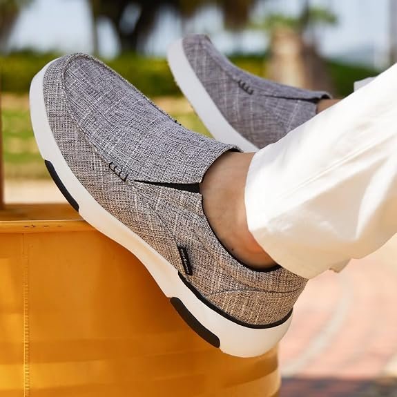 OrthoComfoot men's orthopedic slip-on shoes with arch support for plantar fasciitis and overpronation