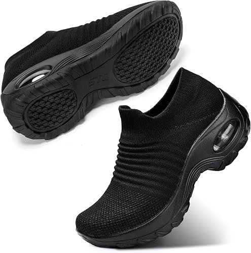 STQ women's slip-on walking shoe with breathable knit upper