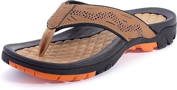 WHITIN men's C10 arch support flip flops with slip resistant outsole