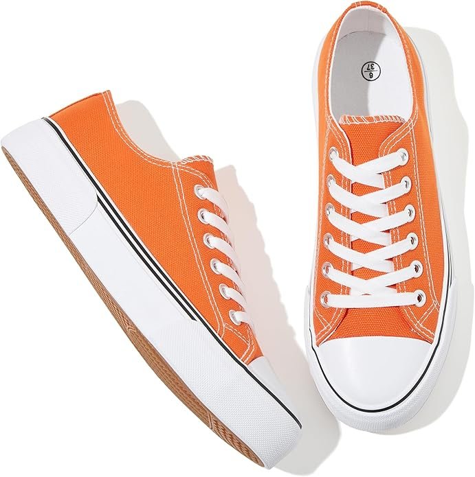 Adokoo low top canvas sneakers for women in orange