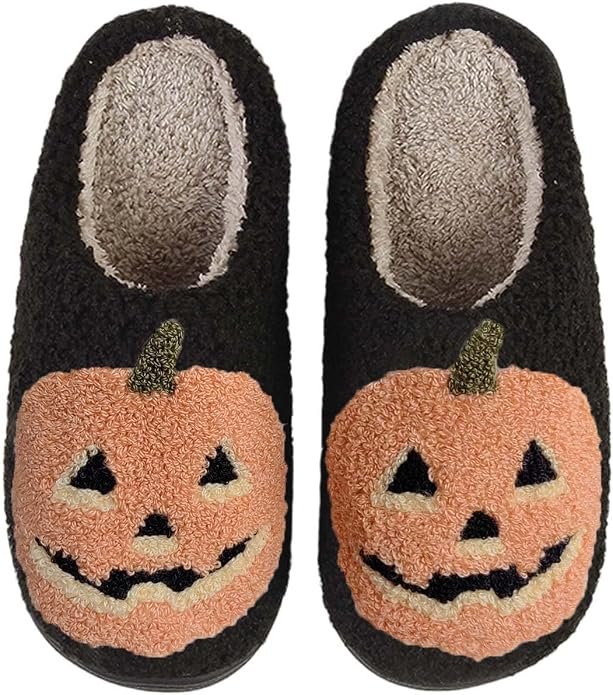 HIPINISS pumpkin Halloween slippers with memory foam